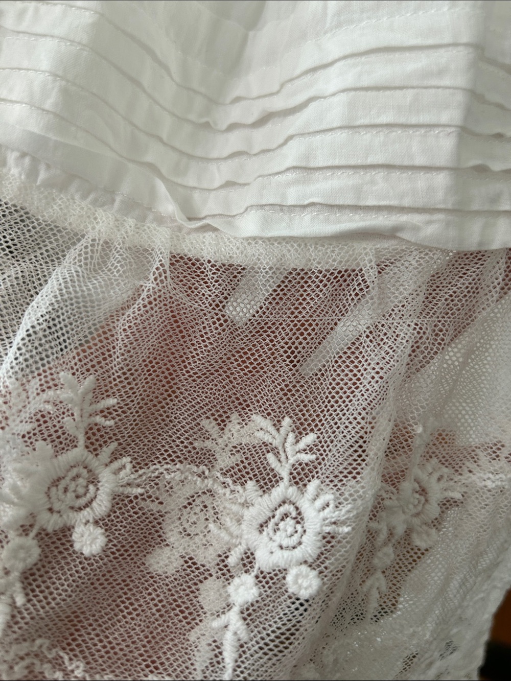 White Lace Bohemian Maxi Dress Tiered Smocked Empire Waist Embroidered Bridal - Picture 12 of 16